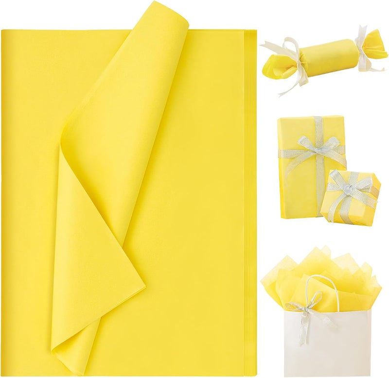 Simetufy Yellow Tissue Paper for Gift Bags, 115 Sheets 14 x 20 Inches Yellow Wrapping Paper, Gift Wrapping Tissue Paper Bulk for Crafts Mother's Day Fall Halloween Wedding Birthday Holiday Party Decor - Image 1